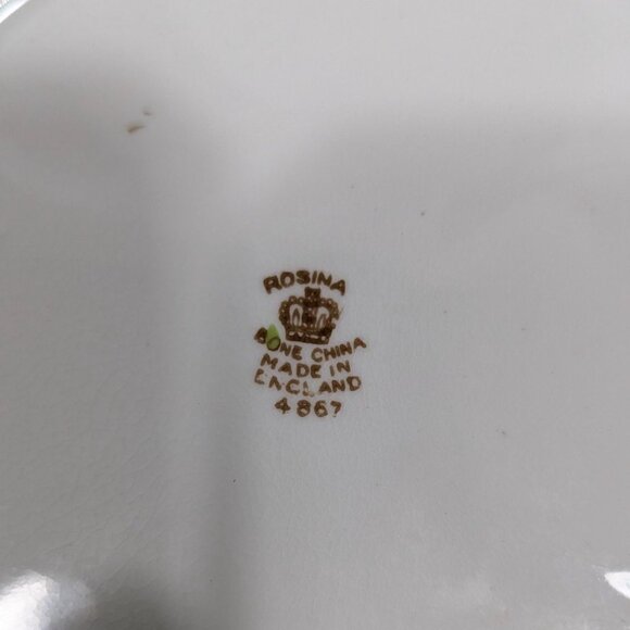 Rosina Bone China Luncheon Plate Floral Pattern Gold Trim Vintage - Picture 8 of 8